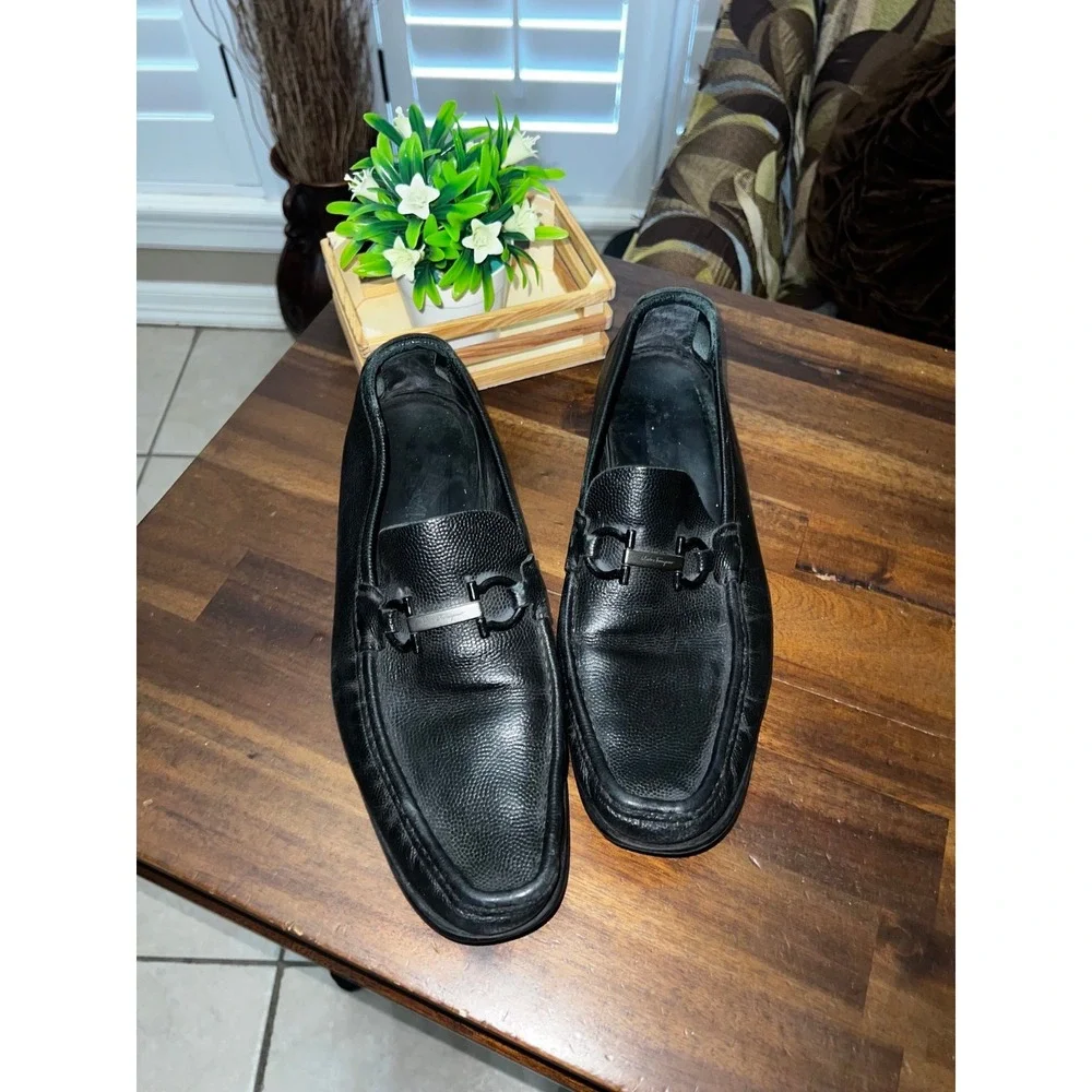 Men‎ Salvatore Ferragamo Black Leather Loafer Size 10.5